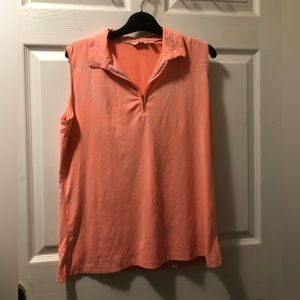 Lady Hagen size L neon orange/pink polo style golf tank top.